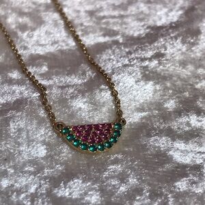 NWT Sophie Harper Watermelon Pave Gold Necklace NEW Summer Fruit Cute 🍉 Jewelry